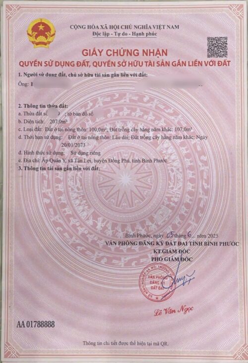 ĐẤT ĐẸP – GIÁ TỐT – Bán GẤP Lô Đất Tiềm Năng Tại Xã Tân Lợi ĐỒNG Phú Bình Phước