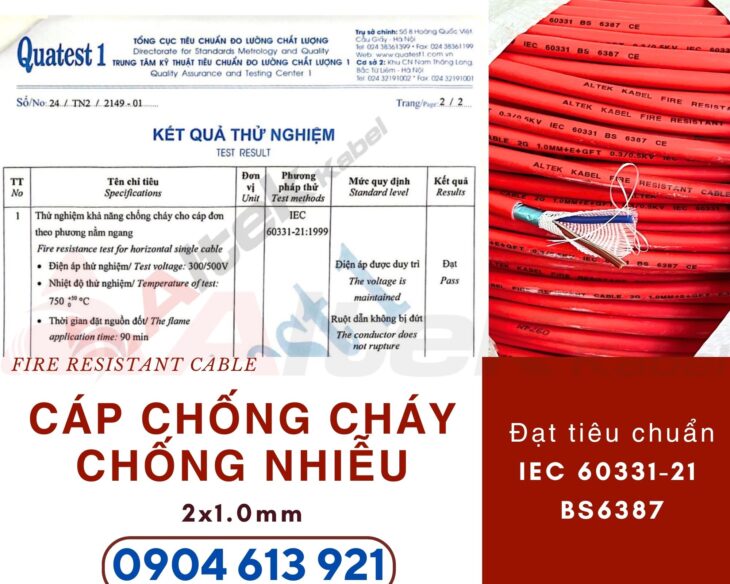 Cáp tín hiệu báo cháy chống cháy chống nhiễu 2×0.75mm Altek Kabel