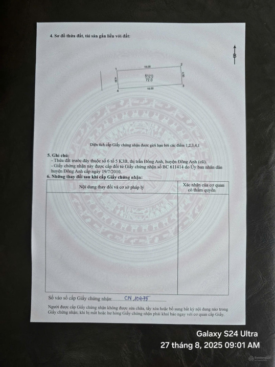 Bán 72m đất thị trấn Đông Anh – Ô tô tránh