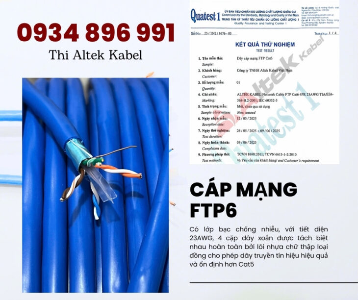 Cáp Mạng Cat6 UTP FTP – 305m/Thùng – Chống Nhiễu, Ổn Định Tín Hiệu