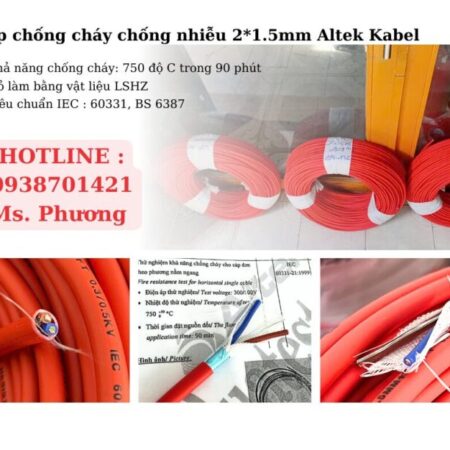 Cáp chống cháy chống nhiễu 2*1.5mm LSZH Altek Kabel
