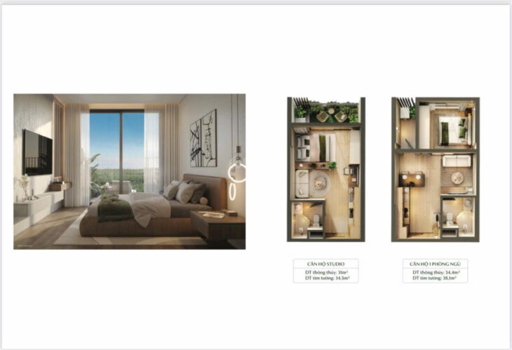 Căn hộ 1 phòng ngủ Eco Retreat 34.5m2, tầng đẹp toà S2, view thoáng mát, vốn tự có chỉ 470tr, miễn