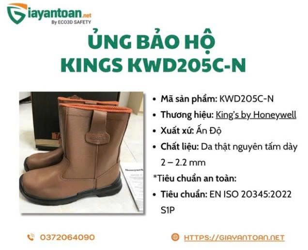 KINGs KWD205C-N Ủng bảo hộ cao cổ chống đinh, chống trượt chuẩn S1P