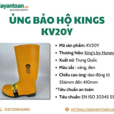 King’s KV20Y – Ủng bảo hộ chuẩn S5: chống đinh, chống trượt, chống thấm