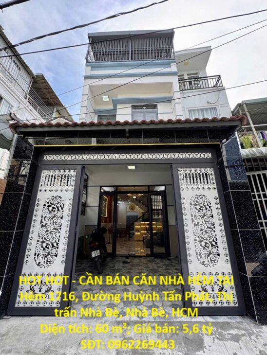 HOT HOT – CẦN BÁN CĂN NHÀ HẺM TẠI Hẻm 1716, Đường Huỳnh Tấn Phát, Thị trấn Nhà Bè, Nhà Bè, HCM