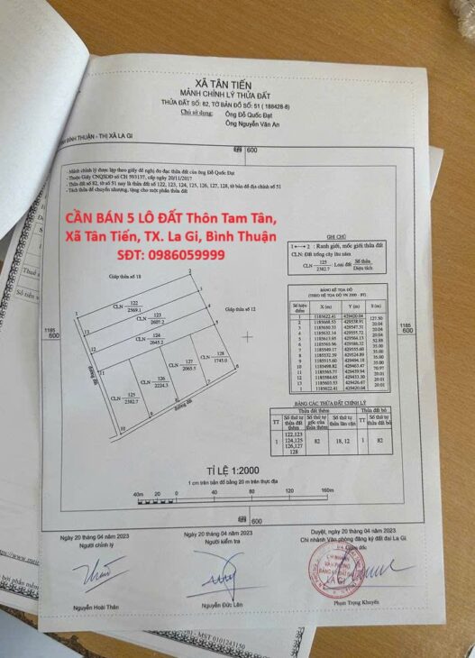 CHÍNH CHỦ CẦN BÁN 5 LÔ ĐẤT Thôn Tam Tân, Xã Tân Tiến, TX. La Gi, Bình Thuận – GIÁ SIÊU TỐT