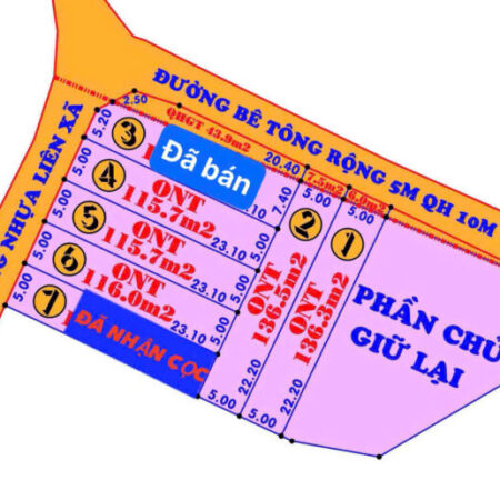 BÁN 07 LÔ THÔN ĐẢNH THẠNH, XÃ BÌNH LỘC (cũ), NAY LÀ SUỐI HIỆP (mới).