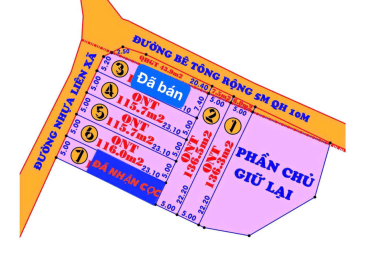 BÁN 07 LÔ THÔN ĐẢNH THẠNH, XÃ BÌNH LỘC (cũ), NAY LÀ SUỐI HIỆP (mới).