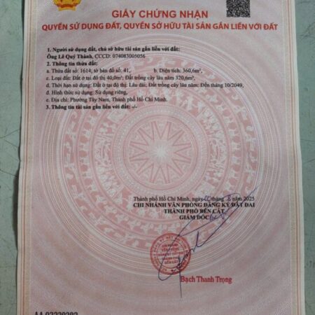 ĐẤT ĐẸP – GIÁ TỐT – CHÍNH CHỦ CẦN BÁN Tại 052, Xã An Tây, Thị xã Bến Cát, Bình Dương