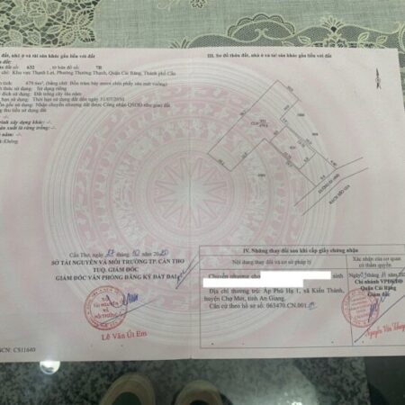 CHÍNH CHỦ Cần Bán NHÀ VÀ ĐẤT Mặt Tiền Đường Rạch Xẻo Da, Phường Thường Thạnh, Cái Răng, Cần Thơ