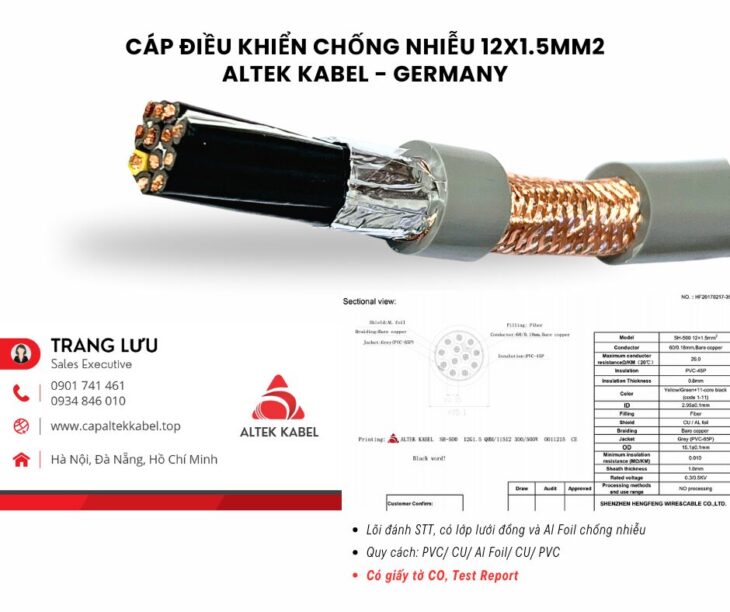 Cáp tín hiệu chống nhiễu 12×1.5 Altek Kabel RVVP, CVV/SC