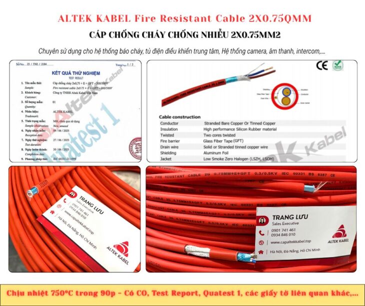 Cáp chống cháy chống nhiễu 2 lõi 18awg Đà Nẵng, Thanh Hóa, Nghệ An, Hà Tĩnh