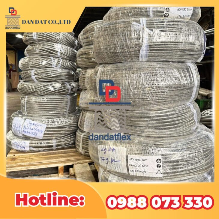 Gia công Dây điện bọc lưới inox 304, Đan lưới inox cho dây điện, Đan lưới dây điện chống nhiễu sóng