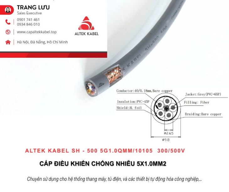 Cáp tín hiệu 5×1.0 chống nhiễu Altek Kabel Đà Nẵng, Huế, Quảng Nam, Bình Định