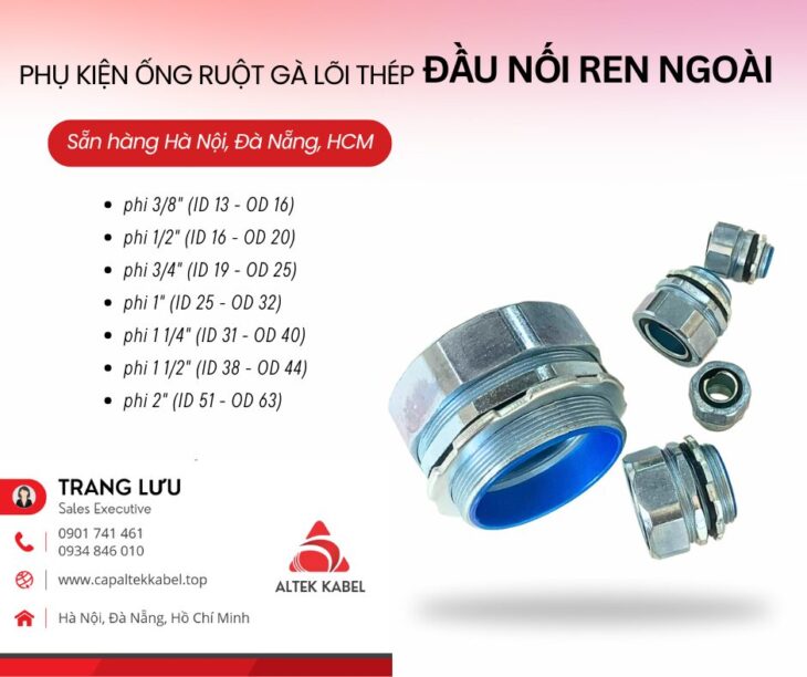 Đầu nối răng ngoài, đầu nối răng trong, đầu bịt, khớp nối, đầu nối không răng
