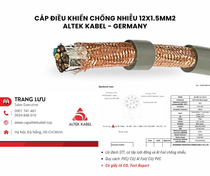 Cáp tín hiệu chống nhiễu 12×1.5 Altek Kabel RVVP, CVV/SC