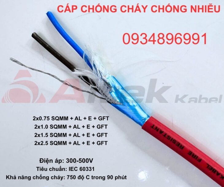 CÁP CHỐNG CHÁY, CHỐNG NHIỄU 2X0,75 mm2 ALTEK KABEL ĐÀ NẴNG