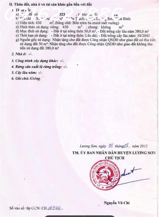 BÁN LÔ ĐẤT ĐẸP – XÃ LƯƠNG SƠN – GIÁ CHỈ HƠN 7,5 Tr/m²!