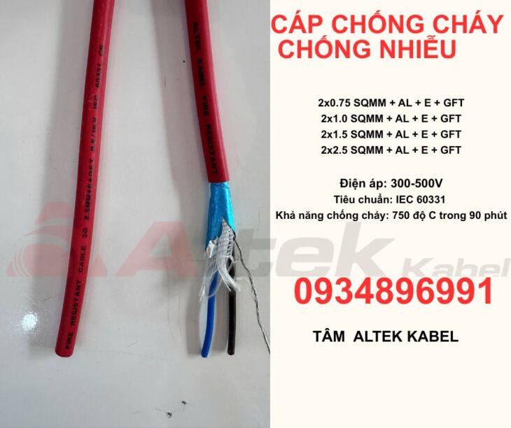 CÁP CHỐNG CHÁY, CHỐNG NHIỄU 2X0,75 mm2 ALTEK KABEL ĐÀ NẴNG