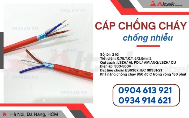Dây chống cháy chống nhiễu 2C0.75SQMM Altek Kabel – sẵn kho Hà Nội