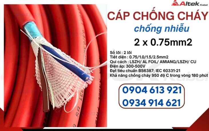 Dây chống cháy chống nhiễu 2C0.75SQMM Altek Kabel – sẵn kho Hà Nội
