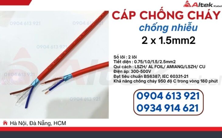Dây chống cháy chống nhiễu 2C0.75SQMM Altek Kabel – sẵn kho Hà Nội