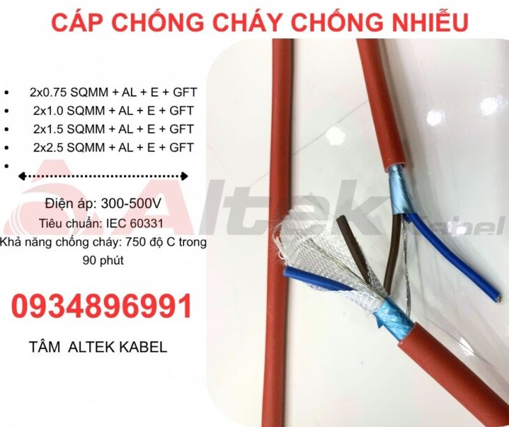 CÁP CHỐNG CHÁY, CHỐNG NHIỄU 2X0,75 mm2 ALTEK KABEL ĐÀ NẴNG