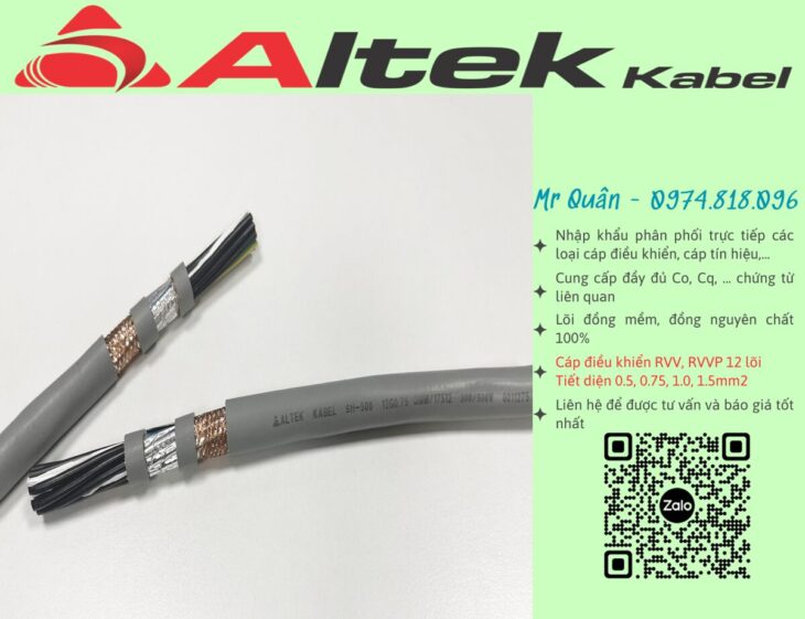 Altek Kabel: Cáp điều khiển 12×0.5, 12×0.75, 12×1.0, 12×1.5