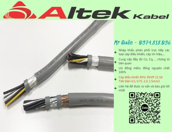 Altek Kabel: Cáp điều khiển 12×0.5, 12×0.75, 12×1.0, 12×1.5