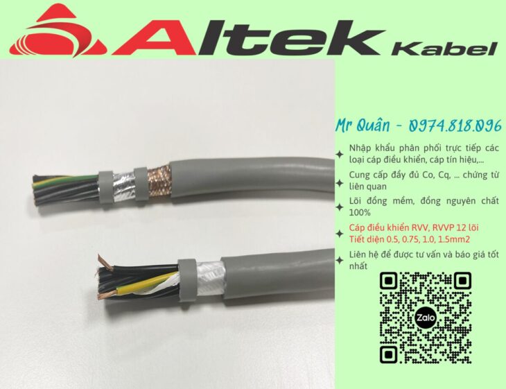 Altek Kabel: Cáp điều khiển 12×0.5, 12×0.75, 12×1.0, 12×1.5