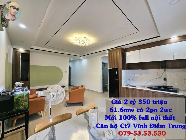 Căn hộ CT7 vinh điềm trung Nha Trang. có riêng sở hưu lâu dài. 2pn 2 wc. giá chỉ 2 ty 350 chính chủ