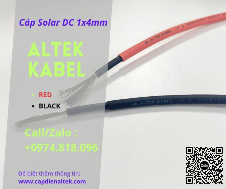 Dây cáp solar DC 1x4mm² 1500V – Altek Kabel