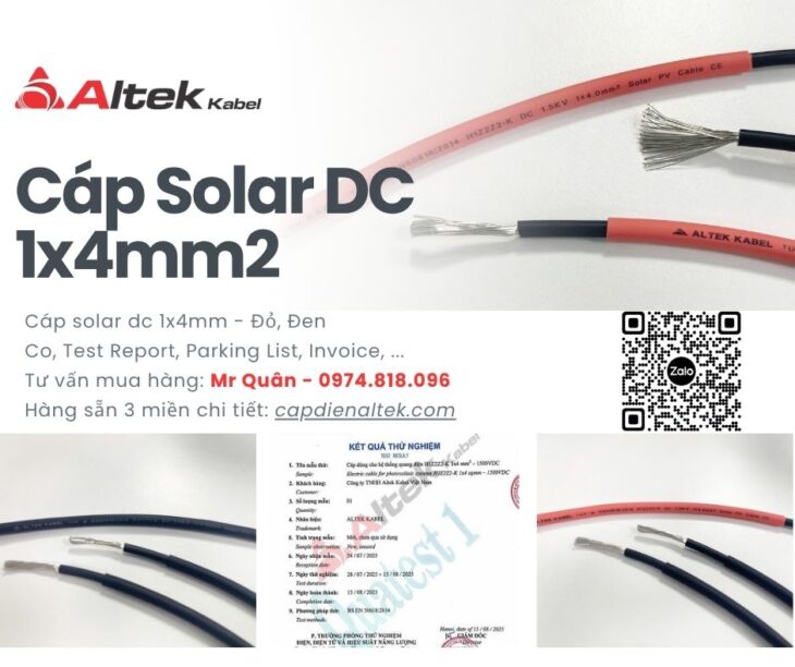 Dây cáp solar DC 1x4mm² 1500V – Altek Kabel