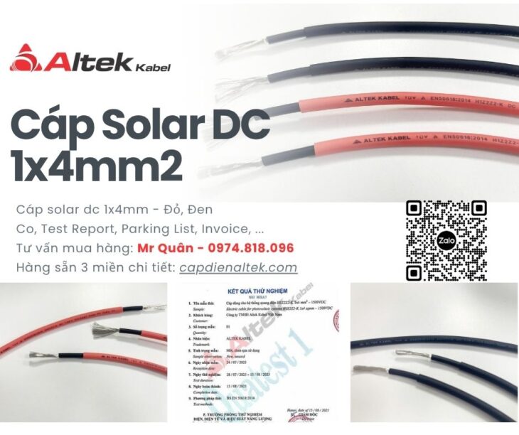 Dây cáp solar DC 1x4mm² 1500V – Altek Kabel