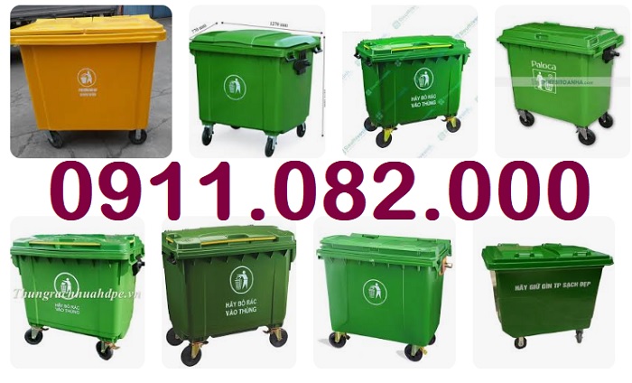 Sỉ lẻ thùng rác 120l 240L 660L giá rẻ- thùng rác ngăn phân loại đủ kích thước- lh 0911082000