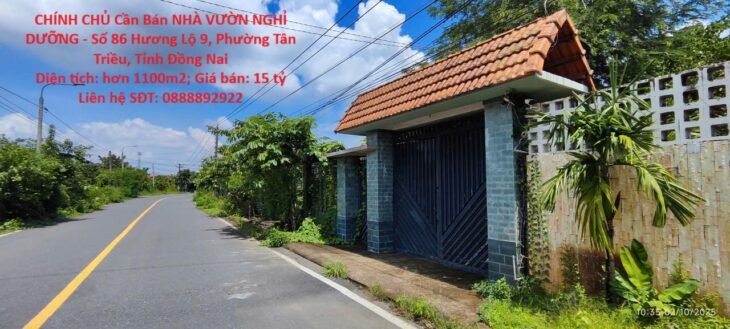 CHÍNH CHỦ Cần Bán NHÀ VƯỜN NGHỈ DƯỠNG – Số 86 Hương Lộ 9, Phường Tân Triều, Tỉnh Đồng Nai CHÍNH CHỦ Cần Bán NHÀ VƯỜN NGHỈ DƯỠNG – Số 86 Hương Lộ 9, Phường Tân Triều, Tỉnh Đồng Nai