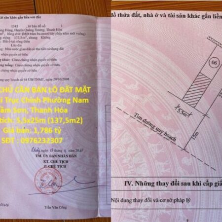 CHÍNH CHỦ CẦN BÁN LÔ ĐẤT MẶT TIỀN Tại Trục Chính Phường Nam Sầm Sơn, Thanh Hóa CHÍNH CHỦ CẦN BÁN LÔ ĐẤT MẶT TIỀN Tại Trục Chính Phường Nam Sầm Sơn, Thanh Hóa