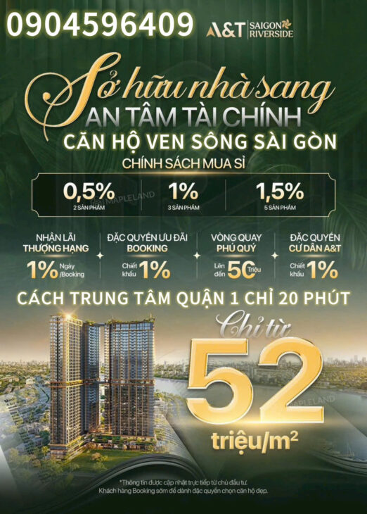 A&T SAIGON RIVERSIDE – CĂN HỘ RESORT BÊN SÔNG, CHỈ TỪ 1,9 TỶ – THUẬN AN, BÌNH DƯƠNG