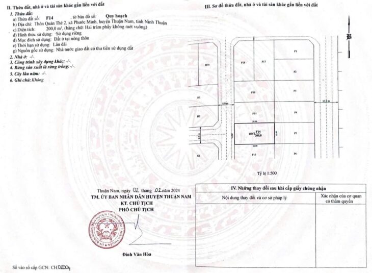 Bán 02 lô ONT Khu tái định cư Quán Thẻ 2, Phước Minh, Thuận Nam, Ninh Thuận nay là Khánh Hòa mới