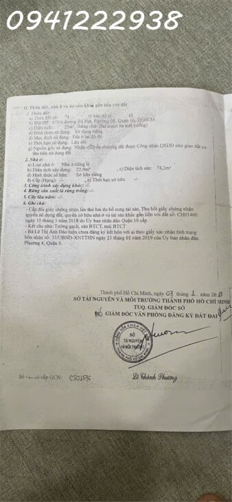 Bán Nhà 473/6 Bà Hạt, Quận 10. DT: 3.1m*8m. CN: 23m2. 3 Tầng. Giá 6.3 tỷ