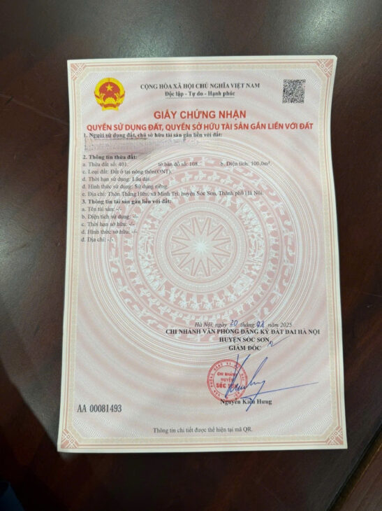 ĐẤT ĐẸP – GIÁ TỐT – CHÍNH CHỦ Cần Bán 02 Lô Đất Tại Thôn Thắng Hữu, Xã Minh Trí, Huyện Sóc Sơn, Hà