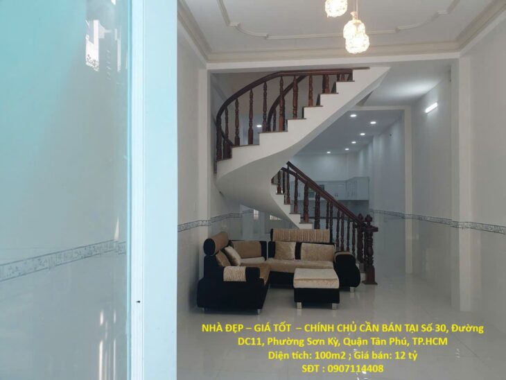 NHÀ ĐẸP – GIÁ TỐT – CHÍNH CHỦ CẦN BÁN TẠI Số 30, Đường DC11, Phường Sơn Kỳ, Quận Tân Phú, TP.HCM