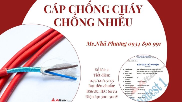Cáp Tín Hiệu Chống Cháy Chống Nhiễu 2×2.5 mm2 Altek Kabel