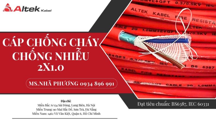 Cáp Chống Cháy Chống Nhiễu 2×1.5 mm2 Altek Kabel Đà Nẵng, Hà Nội, HCM
