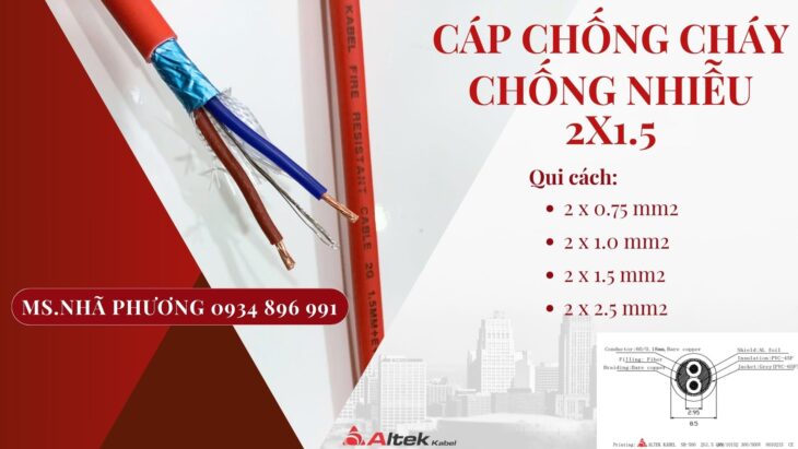 Cáp Chống Cháy Chống Nhiễu 2×1.5 mm2 Chuẩn BS6387, IEC 60331 Hồ Chí Minh Cáp Chống Cháy Chống Nhiễu 2×1.5 mm2 Chuẩn BS6387, IEC 60331 Hồ Chí Minh