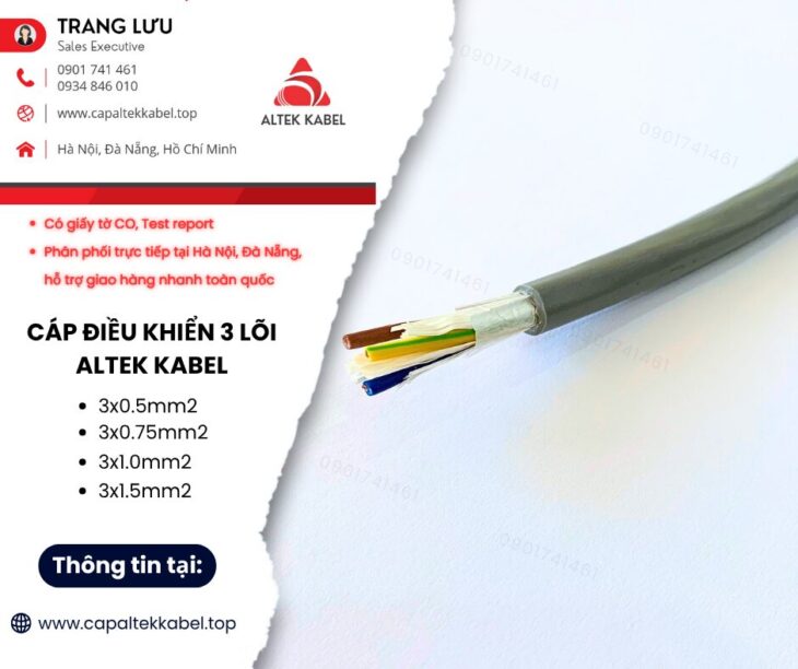 Cáp điều khiển Altek Kabel 3 lõi giá xưởng tại Hà Nội, Đà Nẵng