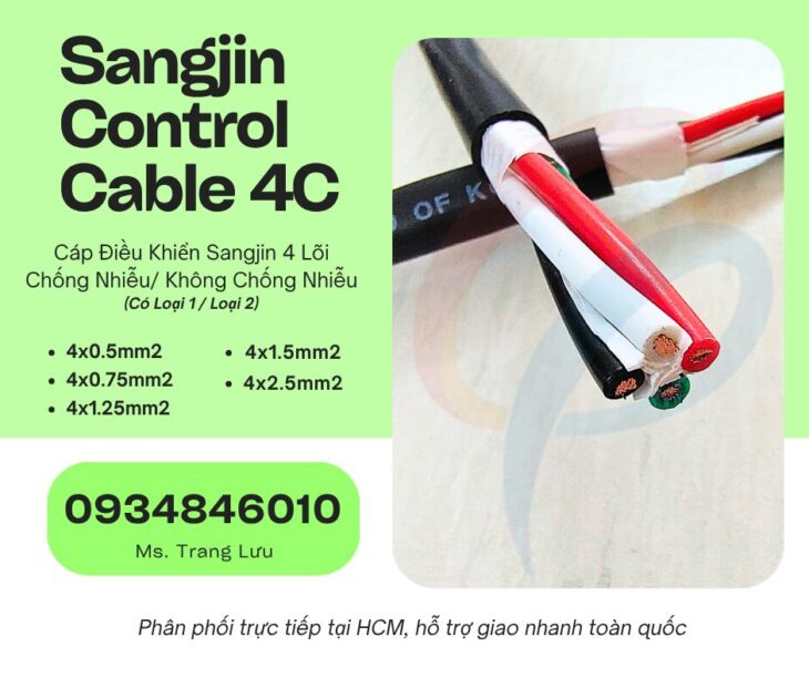 Cáp điều khiển Sangjin 4×0.5/ 4×0.75/4×1.25/4×1.5/4×2.5