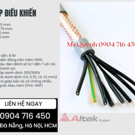 Cáp điều khiển, cáp tín hiệu 8×0.5, 8×0.75, 8×1.0, 8×1.5 Altek Kabel