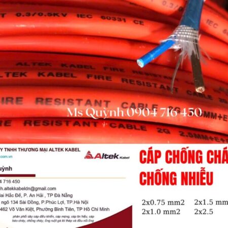 Cáp chống cháy chống nhiễu 2×1.0 mm2, 2×1.5 mm2 Altek Kabel