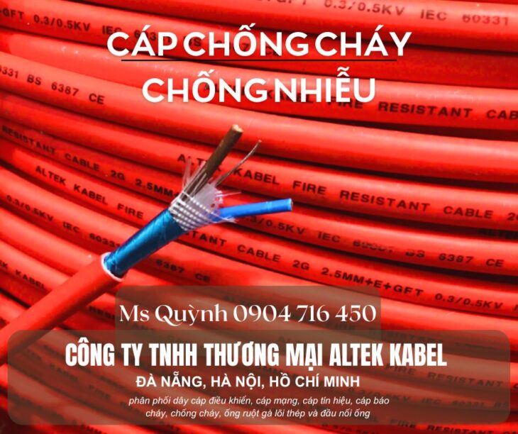 Cáp chống cháy chống nhiễu 2×1.0 mm2, 2×1.5 mm2 Altek Kabel